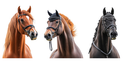 Poster - quarter horses with detailed headshots on transparent background generative ai
