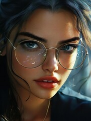 A close-up of woman with glasses 