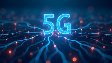 Abstract blue design for 5G technology