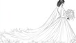 © BloomArt - A beautiful bride in a flowing wedding gown, holding a bouquet of flowers.