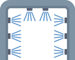 Poster - This icon features an automatic car wash system spraying water jets, representing the cleaning process of vehicles