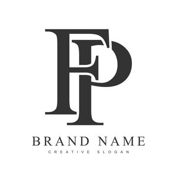 FP trendy logotype template. Initial letter f and p classic font style. Creative logo for company name or identity.