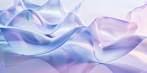 Fototapete - Abstract background with iridescent holographic curved shapes, light blue and white colors, futuristic 3D rendering of geometric structures. Minimalist composition, overlapping straight lines