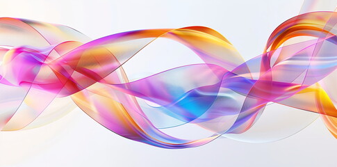 Aufkleber - Abstract background with iridescent ribbon on white background, Holographic color gradient, fluid minimalism. Closeup composition of intertwined ribbons forming an abstract shape