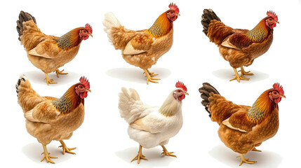 Poster - Noble Hens Flapping Wings Against a Clear Background Generative AI