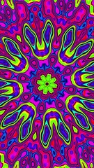 Wall Mural - vertical psychedelic flowing abstract background 4k loop features bright, multicolored vector psyche