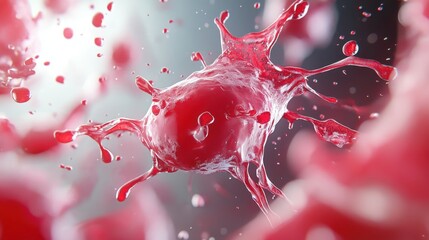 Poster - A captivating red fluid structure with a dynamic flow grabs the viewer's attention, representing vitality and movement in a contemporary artistic depiction.