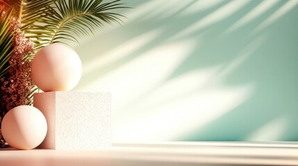 Aufkleber - A modern abstract art image featuring spherical shapes and shadows cast against a background, creating a visually intriguing composition with depth and balance.
