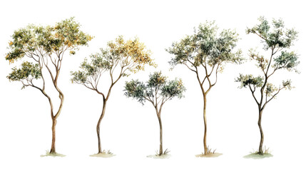 Poster - Watercolor Tree Clipart on Transparent Background Generative AI
