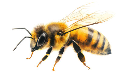 Poster - Watercolor Honey Bee Art on Transparent Background Generative AI