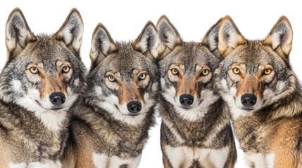 Poster - Close-up Portraits of Wolves Showcasing Their Striking Features Generative AI