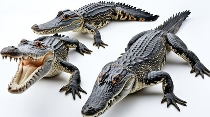 Poster - Alligator Models in Different Poses on White Background Generative AI