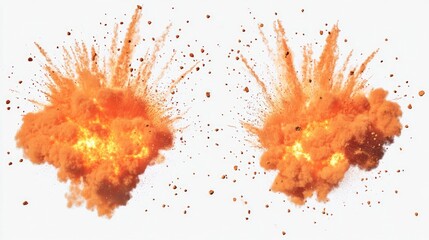 Poster - Realistic Explosion Powder Rendering With Vibrant Orange Bursts Generative AI