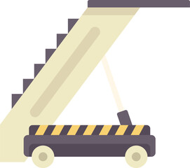 Poster - illustration of a mobile airport gangway connecting passengers to airplanes for boarding and disemba