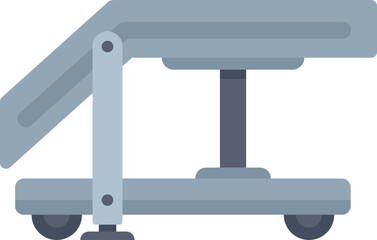 Poster - passenger boarding stairs bridge connecting plane to gate at airport flat icon in minimalistic style