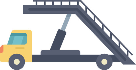 Poster - yellow airport passenger boarding stairs mobile transporter vehicle standing on white background