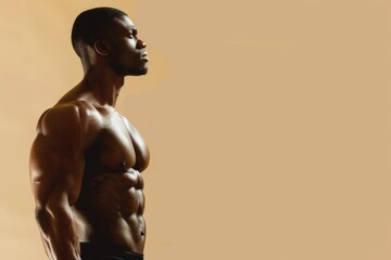 Wall Mural - a fit man with a sculpted body and a sharp mind, solid color background, perfect for gym flyers that