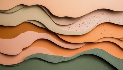 Poster - Abstract Wavy Paper Layers in Earthy Tones