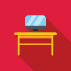 Fototapete - Clean, minimalist workspace featuring a computer monitor on a desk, ideal for concepts related to work, productivity, or technology