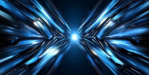 Poster - Exploring the boundless energy of futuristic technology in vibrant blue light streams