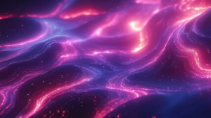 Wall Mural - abstract neon fractal wallpaper with space - generative ai
