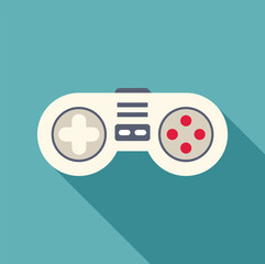 Poster - minimalist flat design illustration featuring a retro gamepad, evoking nostalgia and gaming culture