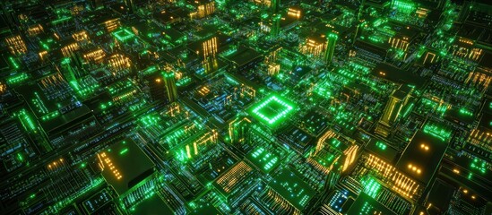 Poster - Abstract Digital Cityscape with glowing lights