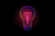 © Neon Gallery - A dynamic neon wireframe graphic of a light bulb representing innovation and new ideas in competitive analysis on a black backdrop.