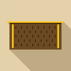 Poster - perforated desk with yellow borders in flat design style, ideal for modern office or home workspace