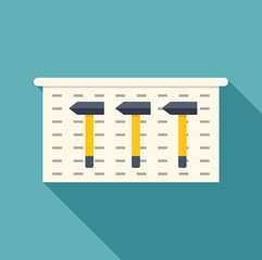 Poster - hammers with yellow handles hanging on a white pegboard in a workshop or garage, tools organization 