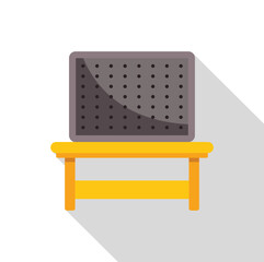 Poster - electronic notice board standing on yellow table, with long shadow, flat style vector illustration