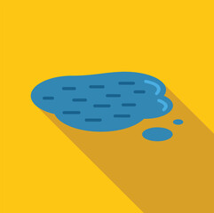 Poster - cartoon puddle of water with small spill on a yellow background representing wet conditions