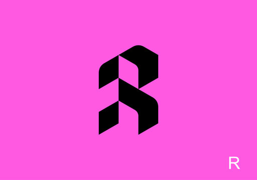 geometric alphabet logo mark letter R
