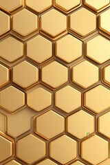 Poster - Close-up of a stunning golden hexagon pattern, reflecting light beautifully with a glossy finish.