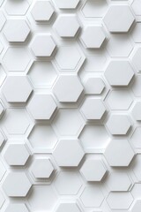 Poster - Abstract white hexagonal pattern creating a modern and clean design aesthetic.