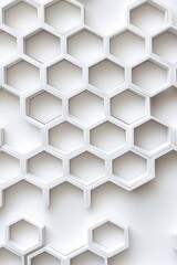 Poster - Abstract white hexagonal shapes creating a modern and minimalist wall design.