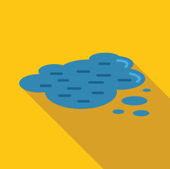 Poster - minimalist vector illustration of a blue cloud emitting droplets, set against a vibrant yellow backd