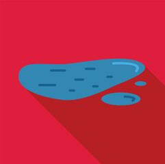 Poster - water accumulating in a puddle on a red surface, reflecting light and creating small ripples