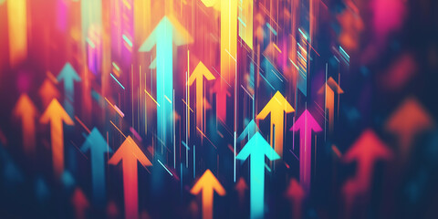 Poster - Colorful upward arrows representing growth and success in business and finance