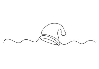 Poster - santa claus hat continuous one line drawing single line art element minimalist sketch line vector il