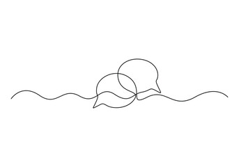Poster - continuous one line of chat bubble icons. one line drawing of conversation dialogue bubbles. chat ic