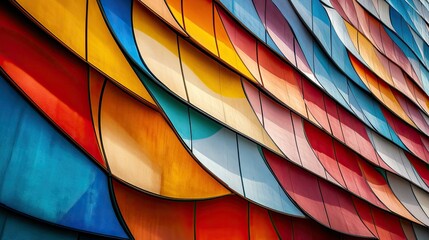 Aufkleber - Abstract patterns on high-rise building, vibrant colors, sky