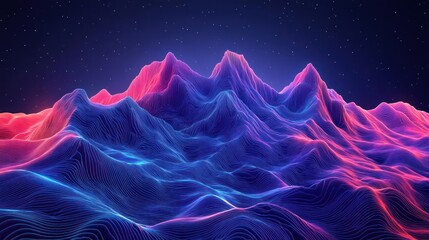Wall Mural - Imaginative view of a mountain under the night sky with nebula elements and a digital overlay.