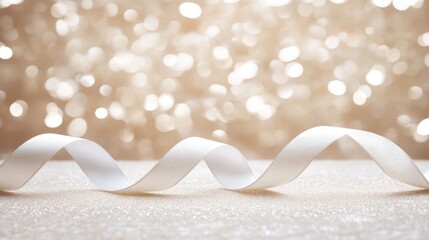 Poster - Elegant White Ribbon on Glimmering Background
