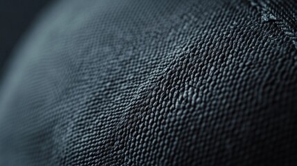 Close-up macro shot of a dark blue textured fabric surface.