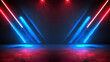 © Chris - Blue and red laser lights neon on wall with reflection on the floor political stage