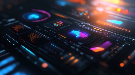 Poster - Digital Interface with Neon Data Visualization