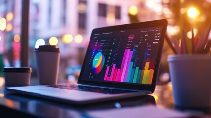 Poster - Laptop with Data Analysis on Screen