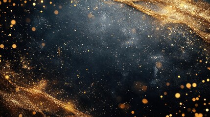 Wall Mural - Sparks of light in the night sky, resembling stars or golden dust.