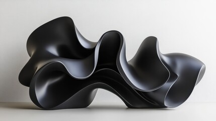 Poster - Abstract background 3D art concepts, simple black shapes and forms, modern abstract art.